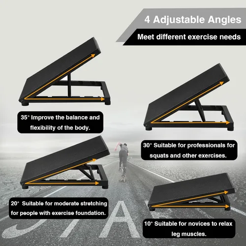 Vista 4 de Tabla inclinada profesional de acero para pantorrillas, tabla de equilibrio ajustable con superficie antideslizante para estiramiento de tobillo