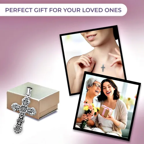 Vista 6 de SHOP LC 925 Sterling Silver Cross Pendant for Men Oxidized Swirling Celtic Religious Women Jewelry Gifts Catholic Faith Christian Birthday Gifts