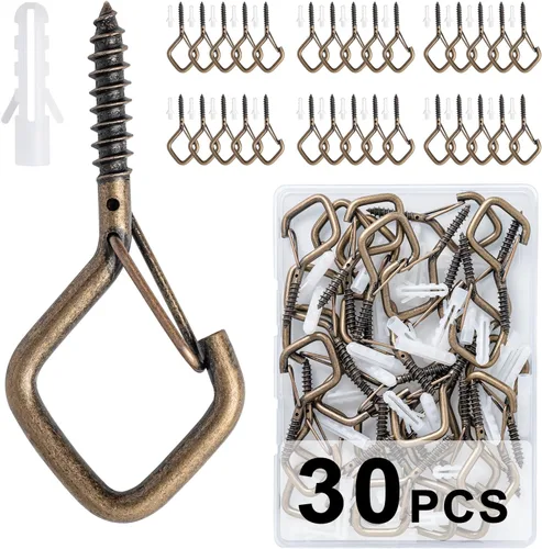 Vista 15 de CADONO 30 PCS Ganchos Colgantes de Copa con Tornillo con Hebilla de Seguridad, Ganchos de Tornillo a Prueba de Viento Perfectos para Colgar Luces