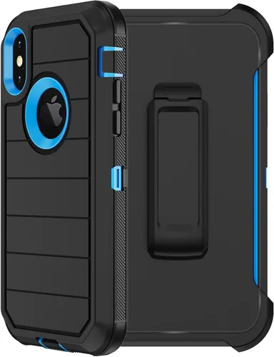 Vista 9 de Funda para iPhone X, iPhone Xs con funda de clip para cinturón, 2 protectores de pantalla, grado militar, a prueba de golpes, resistente, a prueba