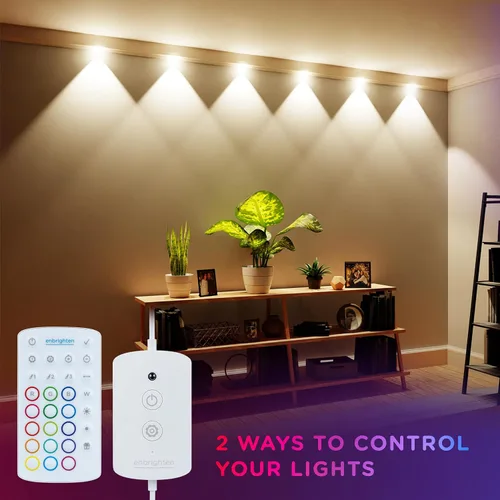 Vista 3 de Enbrighten Spectrum Luces de Cadena de Acento de Pared para Interiores con Control Remoto, Luces de Aplique LED que Cambian de Color USB, 2.4m con 6