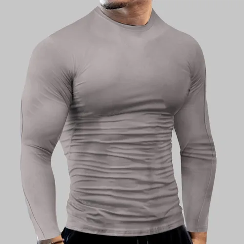 Vista 33 de Camisas de compresión atléticas de manga larga para hombre, capa base, camisa de entrenamiento atlético, camisas de compresión, camisetas deportivas