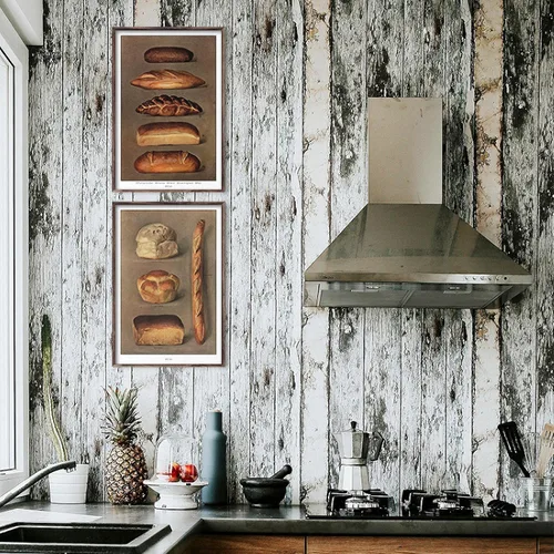 Vista 2 de Carteles de pan de pastelería, imágenes impresas en lienzo, adorno nórdico para el hogar, Retro, cafetería, cocina, decoración de habitación, Mural