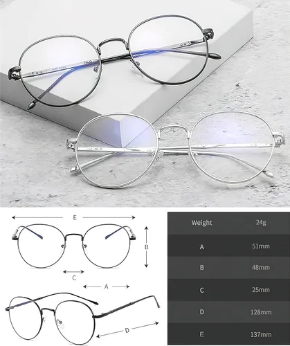 Vista 5 de Gafas de bloqueo de luz azul para mujer, estilo vintage, con montura redonda, de metal, lentes retro para mujeres y hombres