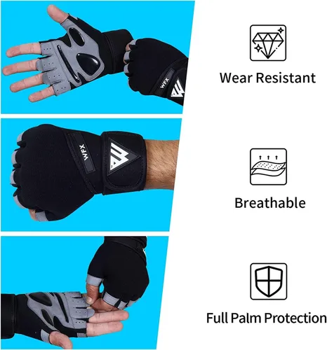 Vista 5 de WFX Gym Gloves Training Weight Lifting Gloves for Men Women Wrist Support Padded Extra Grip Palm Protection Fitness Workout Gloves