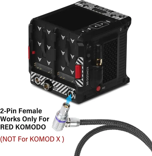 Vista 5 de Cable RED® Komodo™ en ángulo recto a D-tap&P-tap fabricado con alambre súper suave y protegido con trenzado Techflex de 18.1 pulgadas