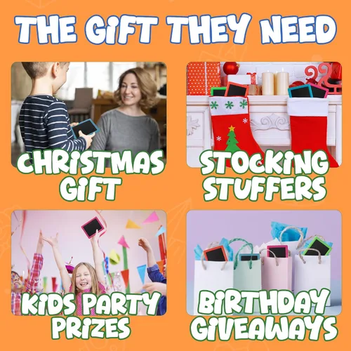 Vista 7 de Mini pizarra de tiza para niños, (paquete de 12) bolsas de regalos para niños, mini pizarra con 2 palos de tiza y 1 borrador para niños y niñas