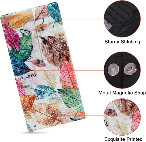 Vista 138 de HUA ANGEL Billetera ultra delgada para mujer, con bloqueo RFID, tarjetero de crédito, plegable, largo, hebilla magnética, billete para mujer, Owl