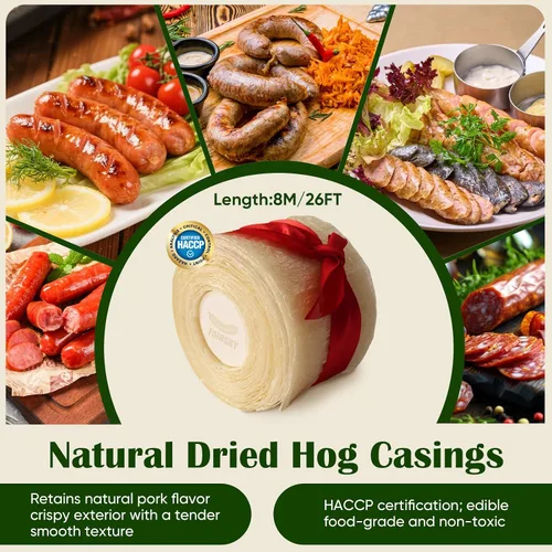 Vista 2 de Fundas comestibles de secado natural para salchichas, Fundas para salchichas caseras sabrosas de jamón, salchichas para el desayuno, salchichas