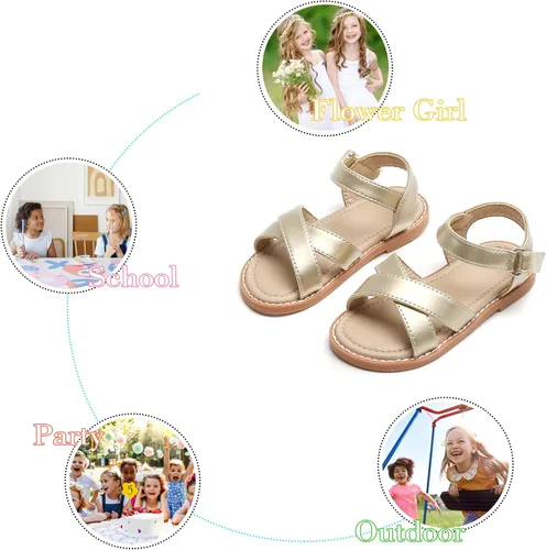 Vista 2 de Otter MOMO Girls Sandals Open Toe Princess Flat Sandals with Ruffle Summer Sandals