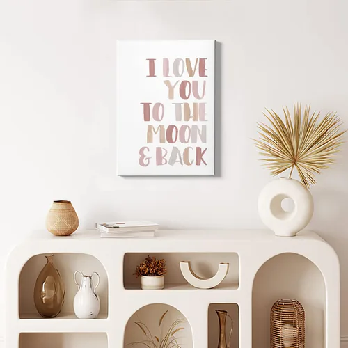Vista 2 de HIWX Lienzo enmarcado con cita positiva con texto en inglés "I Love You To The Moon And Back" (I Love You To The Moon And Back) - Lienzo enmarcado