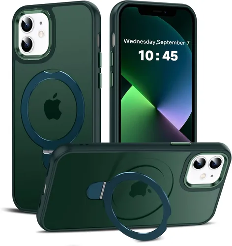 Vista 25 de LeYi Funda para iPhone 11 para MagSafe con soporte magnético, color negro
