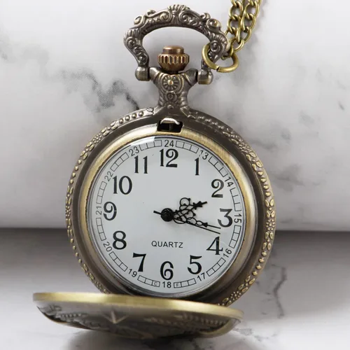 Vista 3 de Whodoit Reloj de bolsillo de cuarzo para hombre, ojos verdes, forma de caja redonda, collar de bolsillo