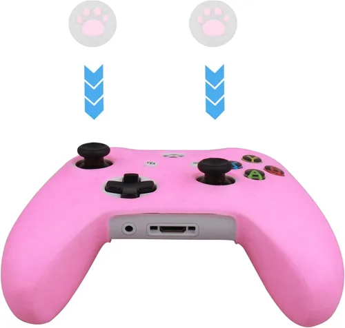 Vista 4 de RALAN - Funda protectora de silicona antideslizante con purpurina para control de Xbox One, compatible con Xbox 1 con mando de mando inalámbricocon