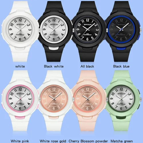 Vista 6 de findtime Reloj blanco para mujer, 5 ATM, resistente al agua, correa de silicona con números arábigos, analógico, de cuarzo, fácil de leer