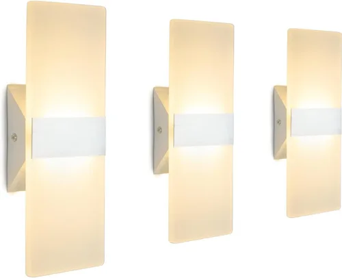 Vista 11 de ChangM Lámpara de pared LED moderna de acrílico 12W blanca fría 6000K lámpara de arriba abajo para dormitorio, pasillo, escaleras, baño, iluminación