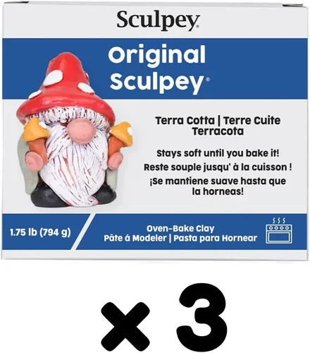 Vista 2 de Sculpey Arcilla original para horno, terracota, 1.75 libras (paquete de 3)