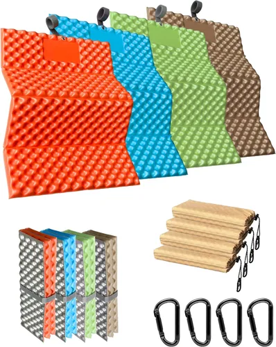 Vista 11 de Asiento de senderismo de espuma, almohadilla para sentarse, almohadillas para mochileros, cojín de asiento con clips de mosquetón, bolsa de Azul