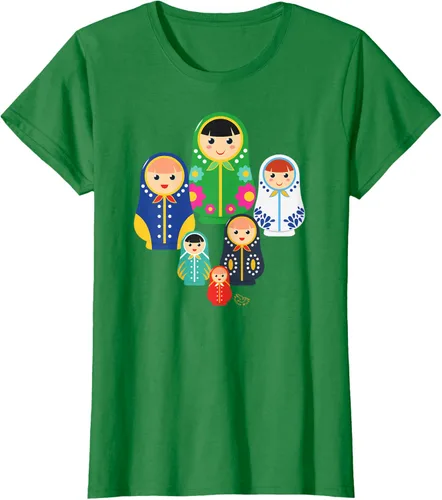 Vista 31 de Matryoshka Russian Nesting Dolls, Rusia - Camiseta de regalo, Azul / Patchwork, S