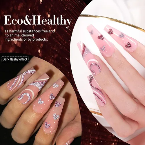 Vista 6 de Born Pretty - Esmalte de uñas en gel con purpurina reflectante roja, esmalte de uñas en gel con purpurina de Navidad, esmalte de uñas brillante