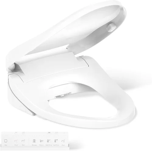 Vista 2 de Kohler PureWash E820 - Asiento de inodoro alargado con calefacción, blanco con control remoto, tapa de cierre silencioso, desodorización automática