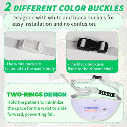 Vista 2 de Cinturón de seguridad para silla de ducha para ancianos/discapacitados, cinturón de seguridad universal antideslizante para ducha para evitar