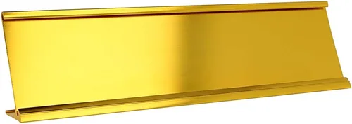 Vista 5 de ExcelMark Soporte de placa de identificación de aluminio de 2 x 8 pulgadas para escritorio, soporte de letrero de puerta de negocios de oficina Negro