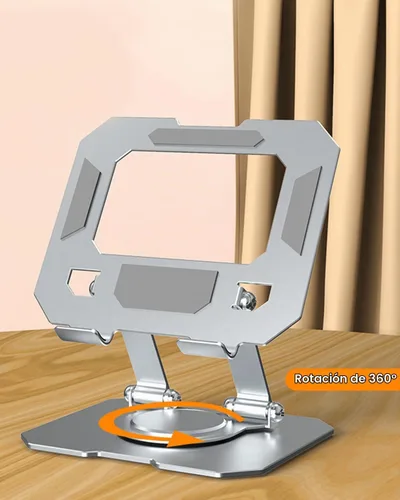 Vista 7 de Soporte para tablet para escritorio, soporte ajustable giratorio de 360°, soporte plegable de aluminio para tableta para iPad Pro, Air, Mini/Samsung