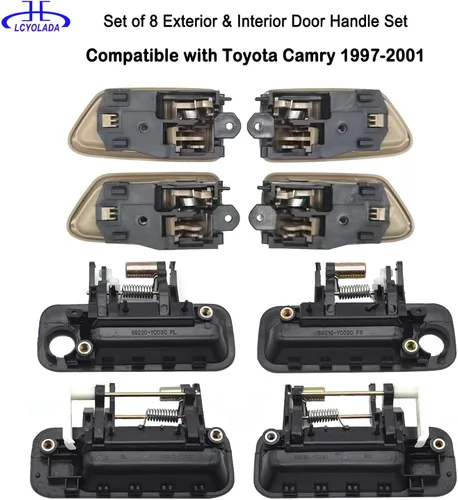 Vista 2 de 8 piezas manijas de puerta exterior e interior Toyota Camry 1997 1998 1999 2000 2001, reemplaza 6922033040, 6921033040, 6927733020, 6927833020, beige