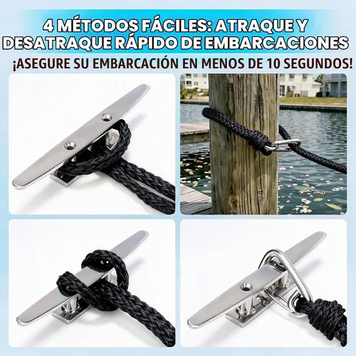 Vista 6 de Obcursco Líneas de muelle elásticas para barco, cuerda de amarre con clips de acero inoxidable 316, accesorios para moto acuática, PWC, SeaDoo Negro