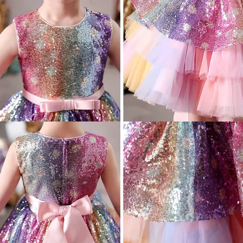Vista 4 de MYRISAM Disfraz de unicornio con lentejuelas y diadema para niñas