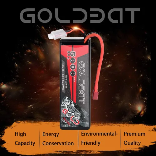 Vista 4 de GOLDBAT 11.1V 5000mAh 3S 50C LiPo RC Batería Hard Case Pack con T Conector para Emaxx Axial RC Coche Camión Buggy Vehículo