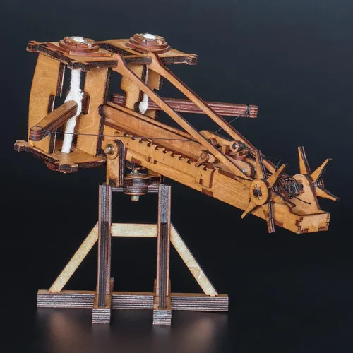 Vista 8 de YAQUMW El MINI Roman Ballista Europa Medieval Siege Chariot Catapulta de madera DIY 3D Puzzles Modelos Kits STEM Proyectos Juguetes de mesa