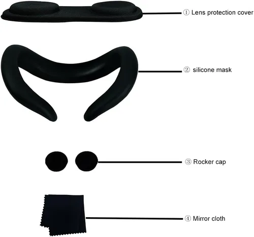 Vista 8 de VR Accessoeries, 5pcsSet Silicone VR Face Cover Lens Cover 5pcsKit Silicone Sweatproof Face Cushion Rocker Cap Glasses Cloth for Meta Quest 3 VR