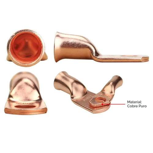 Vista 4 de 10 piezas de lengüetas de batería de 1 AWG-3/8, lengüetas de cable de cobre, extremos de cable de batería resistentes listados UL, terminales