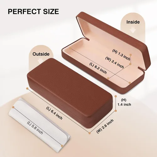 Vista 2 de Marvolia Estuche rígido para lentes de sol, funda protectora de piel sintética para lentes de sol