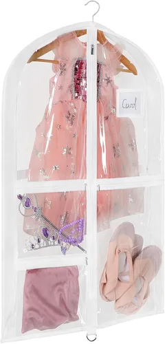 Vista 12 de Univivi Bolsas de PVC transparente para disfraz de baile, bolsa de ropa de 35 pulgadas para competiciones de baile, con 3 bolsillos separados