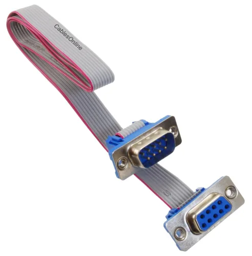 Vista 8 de CablesOnline, 6 pies DB9 macho a DB9 hembra 9 conductores 28awg recto Serial RS232 Cable de extensión de cinta plana, S-3F06