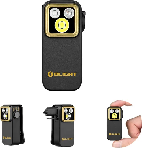 Vista 11 de OLIGHT Oclip Pro S EDC Linterna con clip, 600 lúmenes tipo C recargable con LED blanco, UV y RGB, luces de flash magnéticas para trabajo