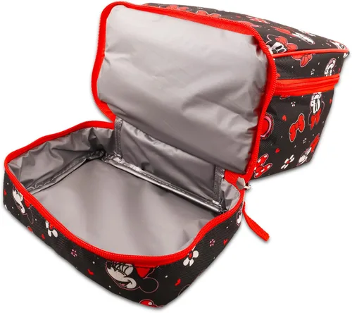 Vista 2 de Disney Minnie Mouse - Bolsa de almuerzo para niñas con 2 compartimentos, botella de agua, calcomanías, más Botella de agua de Minnie Mouse