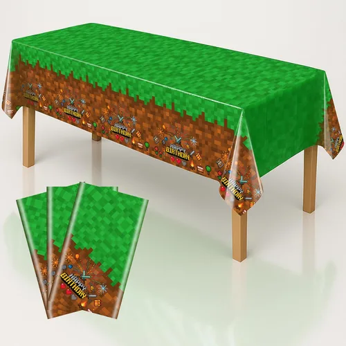 Vista 12 de Mantel rectangular de 3 piezas para decoración de fiestas de cumpleaños, mantel de plástico de 108 x 54 pulgadas, desechable, suministros