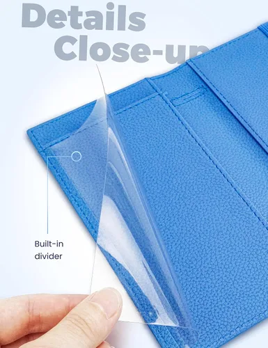 Vista 78 de Yarnic Funda para chequera personal, soporte para chequera con soporte para bolígrafo y divisor de plástico transparente integrado para cheques Rosa