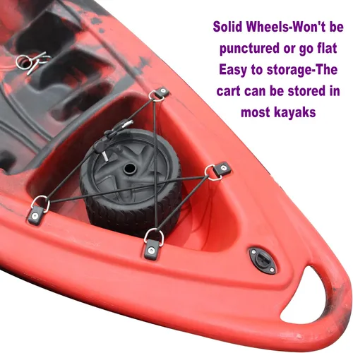 Vista 4 de Carrito de kayak Canoa Paddleboard SUP Trolley Carrier con ruedas no planas 100LBS Capacidad