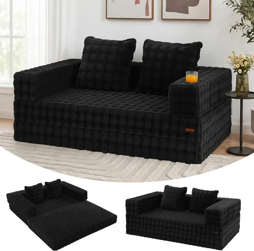 Vista 14 de COMAX Sofá cama futón, sofá cama convertible, sofás plegables sin hueso