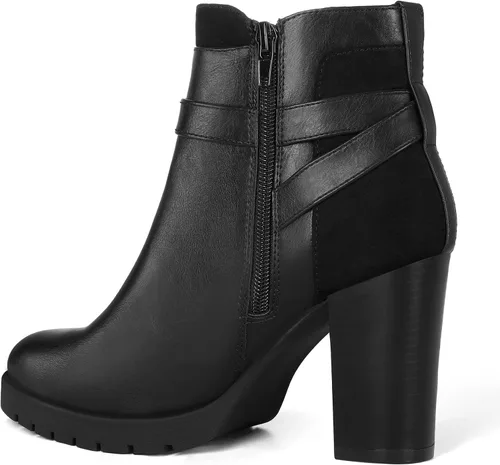 Vista 5 de mysoft Botines de mujer con tacón grueso apilado y cremallera