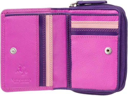 Vista 2 de Visconti Monedero de cuero para mujer, Rosa, coloreado, morado