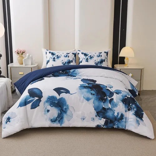 Vista 22 de Koniroom 6-Piece Pink Comforter Set Twin Size - Reversible Beige White Flower Bed in a Bag with Sheets, Pillowcases, Shams, and Decorative Pillow