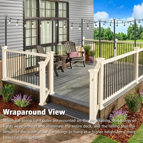 Vista 5 de Beizelte 4 Pack 5Ft String Light Poles,Outside String Lights,Outdoor Light Poles,Metal Poles Stand for Patio,Backyard,Deck