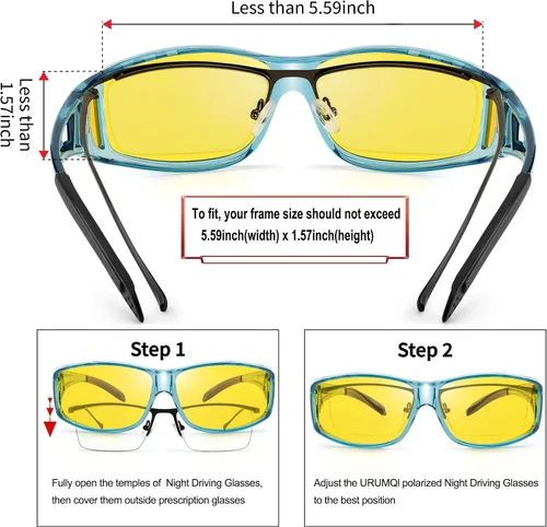 Vista 3 de URUMQI Gafas de conducción de visión nocturna para hombres y mujeres, lentes polarizados antirreflejos, lentes de alta definición amarillas