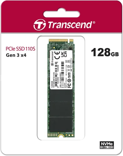 Vista 2 de Transcend SSD M.2 2280 de 128 GB, hasta 1,500 MB/s, compatible con computadora de escritorio Ultrabook, SSD PCIe NVMe Gen3x4, unidad de estado